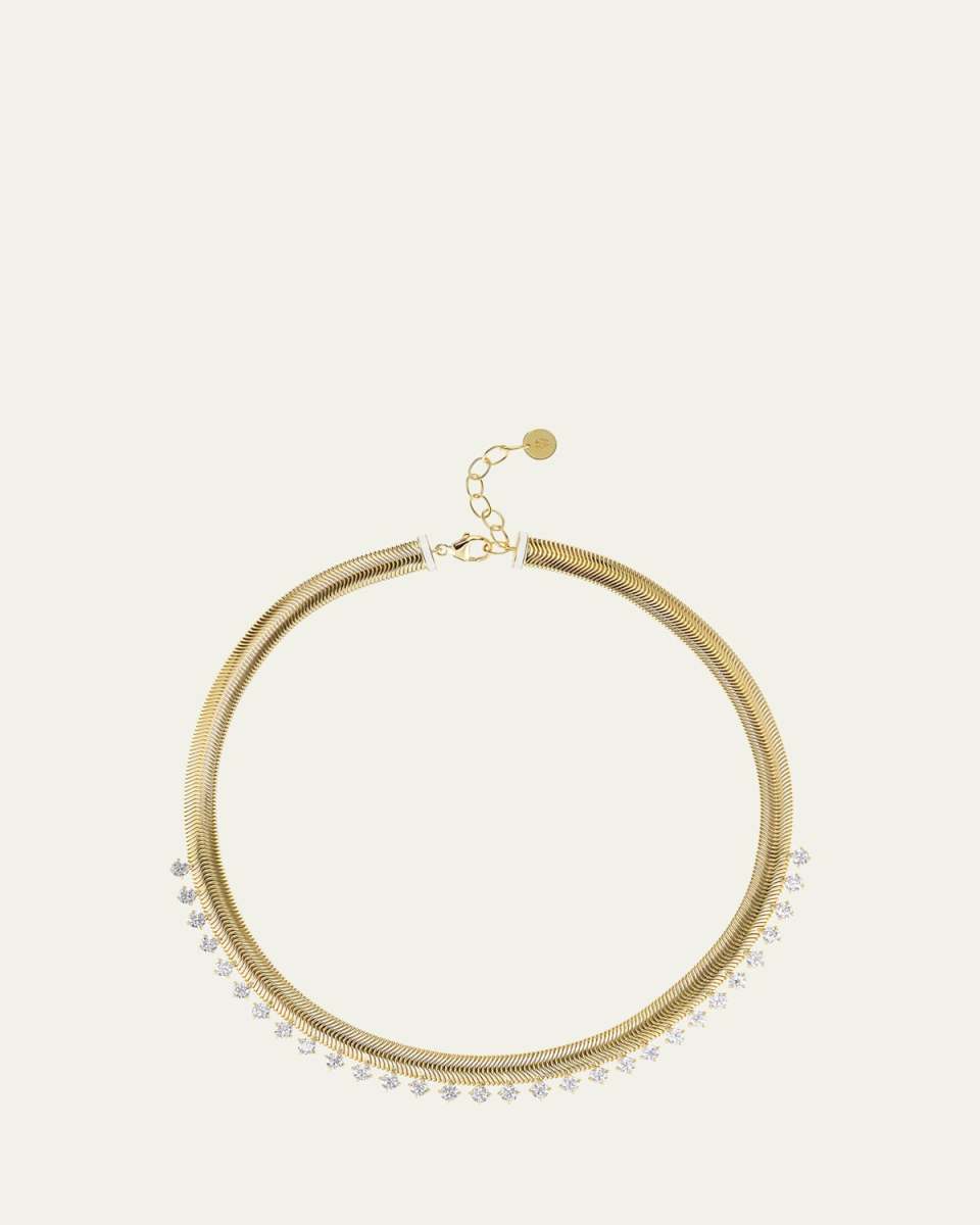 Snake Chain Necklace with Diamonds in 18K Yellow Gold, 16-18"L